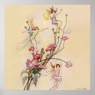 “Drie geesten dol van vreugde” door Warwick Goble Poster