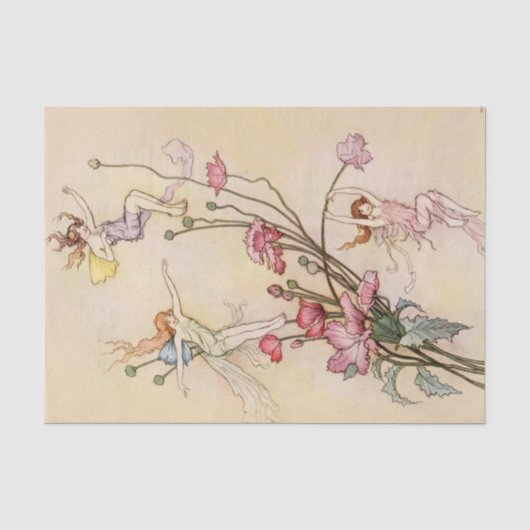 “Drie geesten dol van vreugde” door Warwick Goble Tissuepapier (Voorkant)