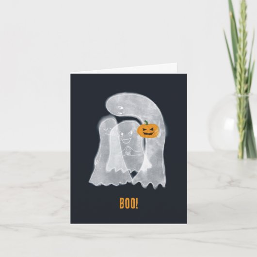 Drie geesten met een enge pompoen! kaart (Voorkant)