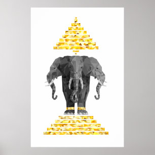 Drie gehoorzame olifant poster