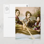 Drie Geisha's in een glazen glaasje met een roest Briefkaart (Voorkant / Achterkant)