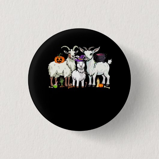 Drie Geiten Grappige Heks Enge Mummy Halloween Zom Ronde Button 3,2 Cm (Voorkant)