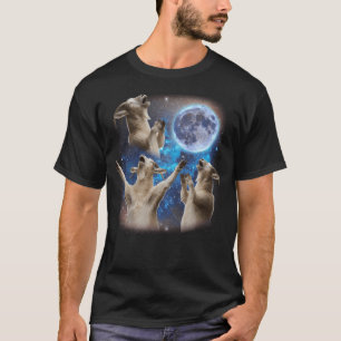 Drie geiten huilen bij de maan Weird Meme Goat T-shirt