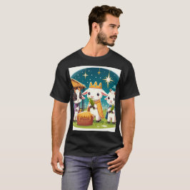 Drie geiten staan in een veld met een mand t-shirt
