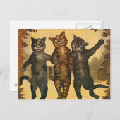 Drie gekke gemene katten  illustratie briefkaart (Voorkant / Achterkant)