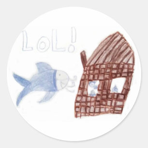 Drie Gekke vissen - Kinder vistekening Ronde Sticker