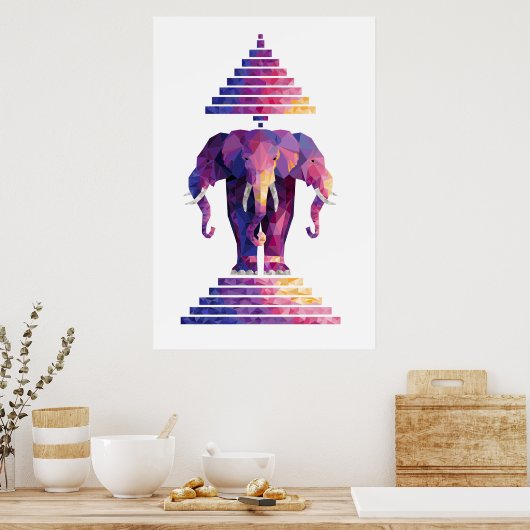 Drie gekleurde ellefante kunst poster (Keuken)