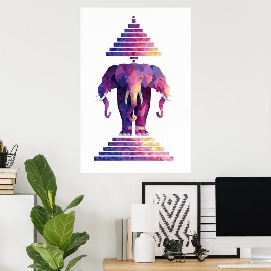 Drie gekleurde ellefante kunst poster (Thuiskantoor)