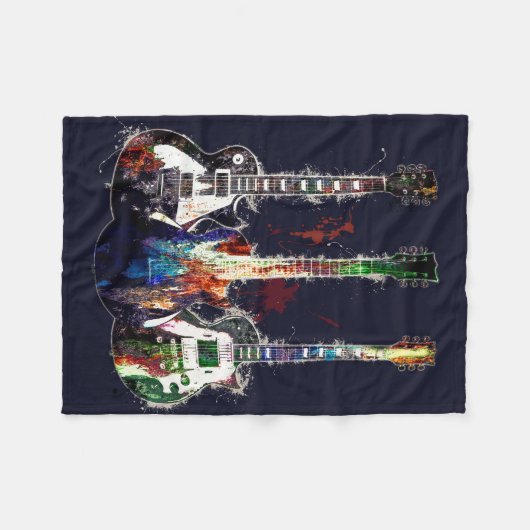 Drie gekleurde gitaren fleece deken (Voorkant (Horizontaal))