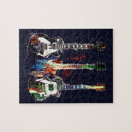 Drie gekleurde gitaren legpuzzel (Horizontaal)