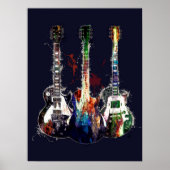 Drie gekleurde gitaren poster (Voorkant)