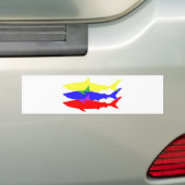 Drie gekleurde haaien bumpersticker (Op auto)