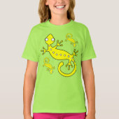 Drie Gele Abstracte Lizards T-shirt (Voorkant)