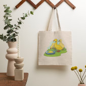 Drie gele ducklings tote bag