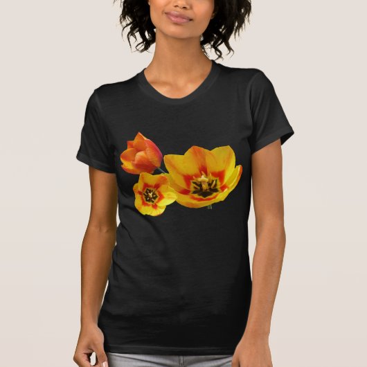 Drie Gele en Oranje Tulips Womens App. T-shirt (Voorkant)