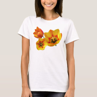 Drie gele en Oranje Tulpen Rand Bovenste T-shirt