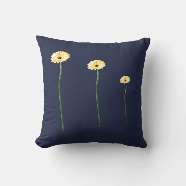 Drie Gele Gerbera Bloemen Kussen (Voorkant)