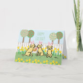 Drie gele labrador paasbunnies feestdagen kaart (Voorkant)