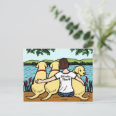 Drie Gele Labradors en Mam Briefkaart (Staand voorkant)