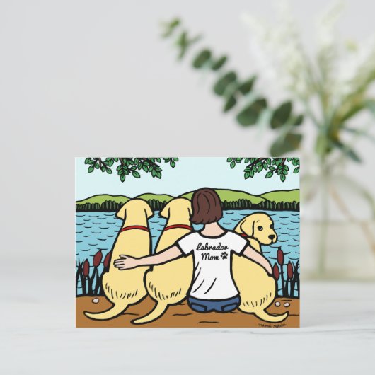 Drie Gele Labradors en Mam Briefkaart (Staand voorkant)