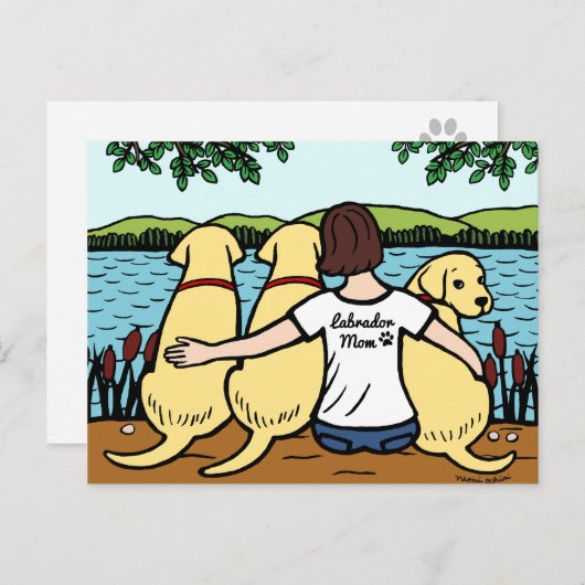Drie Gele Labradors en Mam Briefkaart (Voorkant / Achterkant)