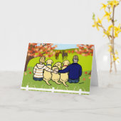 Drie gele labradors en ouders in de herfst kaart (Gele Bloem)
