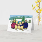 Drie gele labradors en ouders kaart (Gele Bloem)