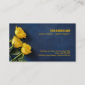 Drie gele rozen op een donkerblauwe achtergrond visitekaartje (Achterkant)