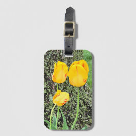 Drie gele tulpen / bagagelabel