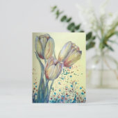 Drie gele tulpen boeket briefkaart (Staand voorkant)