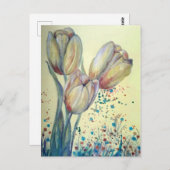 Drie gele tulpen boeket briefkaart (Voorkant / Achterkant)