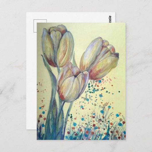 Drie gele tulpen boeket briefkaart (Voorkant / Achterkant)