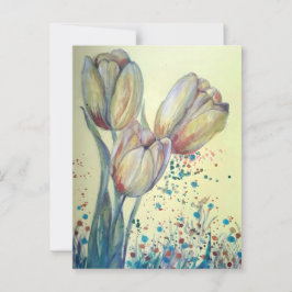 Drie gele tulpen boeket briefkaart