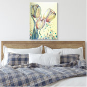 Drie gele tulpen boeket canvas afdruk (Insitu (Slaapkamer))