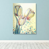 Drie gele tulpen boeket canvas afdruk (Insitu (Houten vloer))