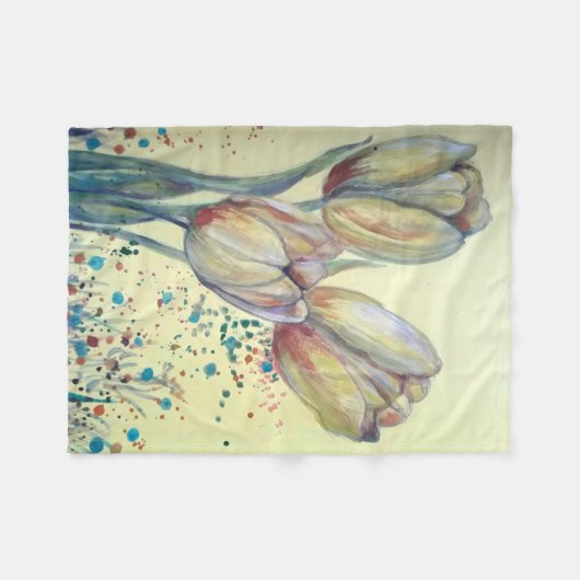 Drie gele tulpen boeket fleece deken (Voorkant (Horizontaal))