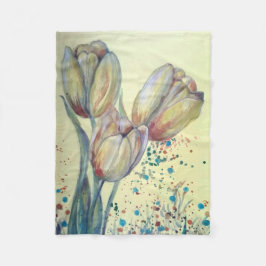 Drie gele tulpen boeket fleece deken