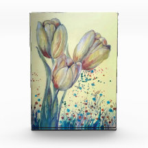 Drie gele tulpen boeket