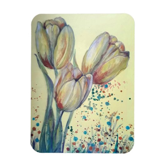 Drie gele tulpen boeket magneet (Verticaal)