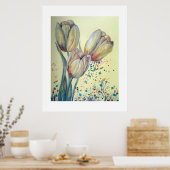 Drie gele tulpen boeket poster (Keuken)