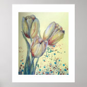 Drie gele tulpen boeket poster (Voorkant)