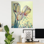 Drie gele tulpen boeket poster (Thuiskantoor)