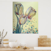 Drie gele tulpen boeket poster (Keuken)