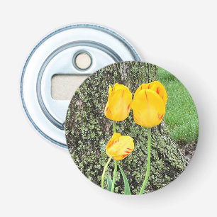 Drie gele tulpen / button flesopener