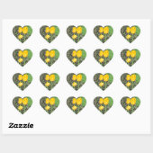 Drie gele tulpen / hart sticker (Vel)