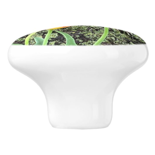 Drie gele tulpen / keramische knop (Zijkant)