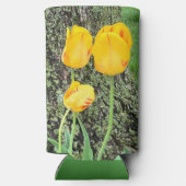 Drie gele tulpen / seltzer blikjeskoeler (Achterkant)
