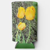 Drie gele tulpen / seltzer blikjeskoeler (Voorkant)