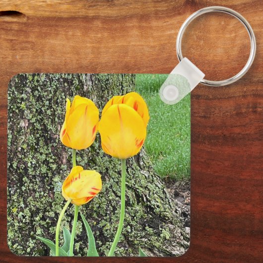 Drie gele tulpen / sleutelhanger (Achterkant)