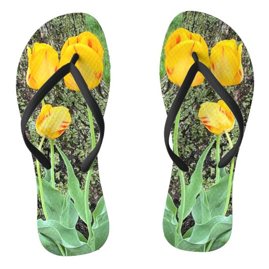 Drie gele tulpen / teenslippers (Voetbed)